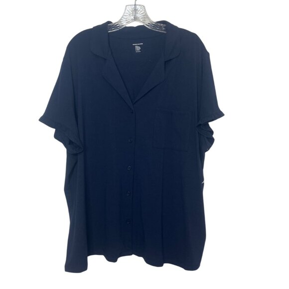 Essentials Sleep Shirt Womens 3X Blue New ButtonUp - Picture 1 of 7
